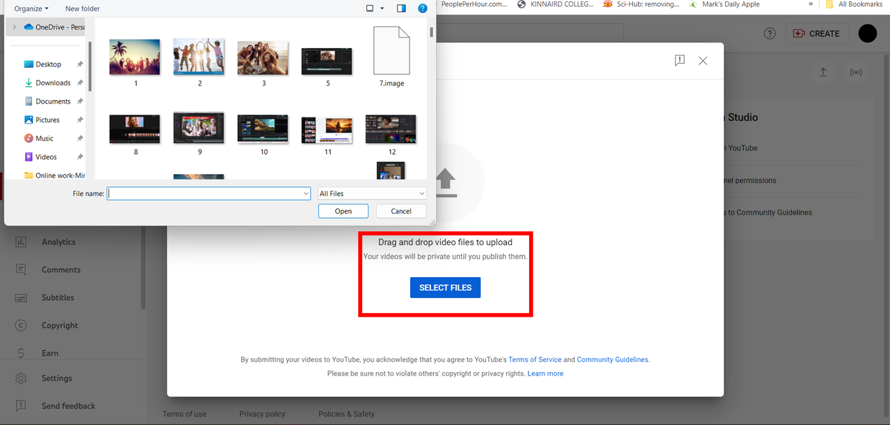 Select Upload videos