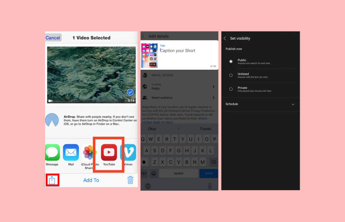 Upload videos on YouTube from mobile