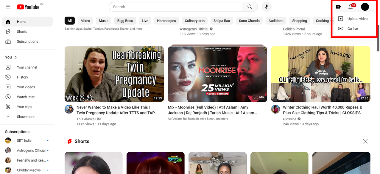 Upload a video on YouTube via a web browser