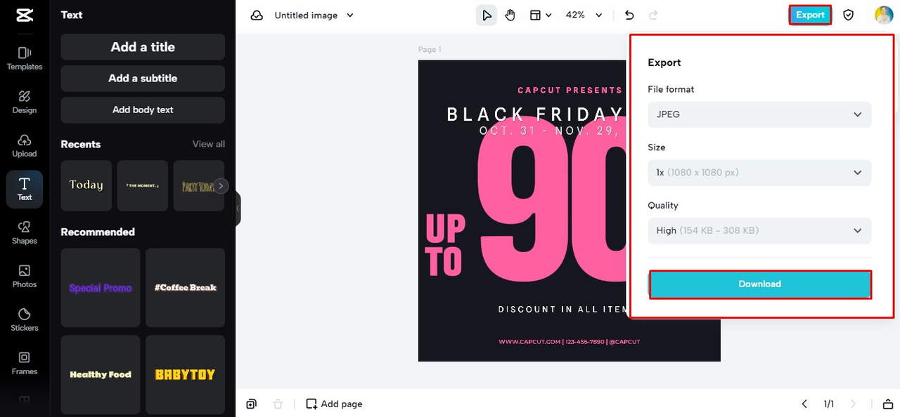 save and download