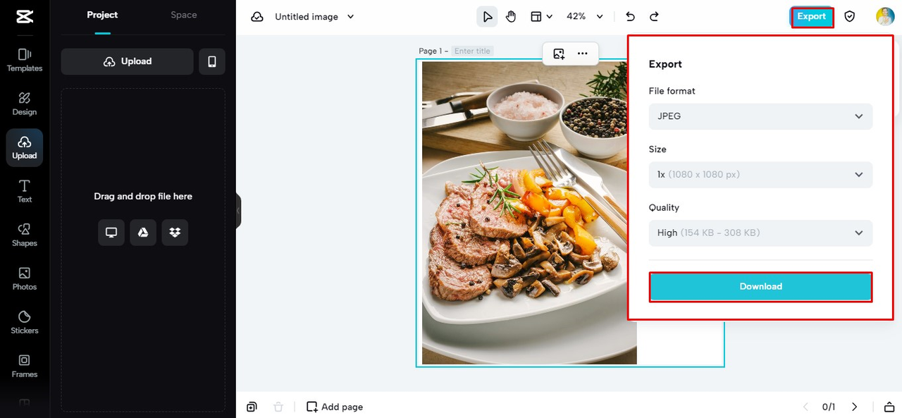 export and download