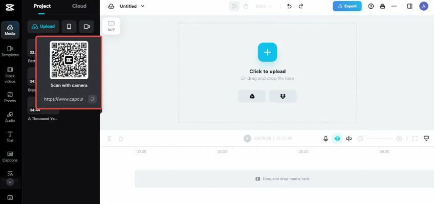 "Scan with camera" QR scanner option
