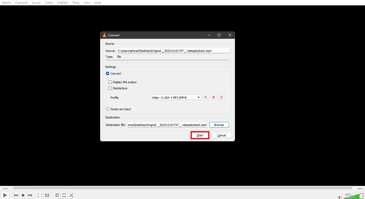 Start conversion process