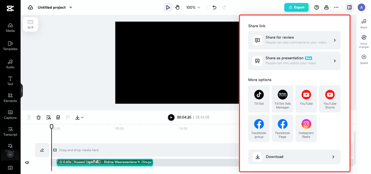 Export and share 