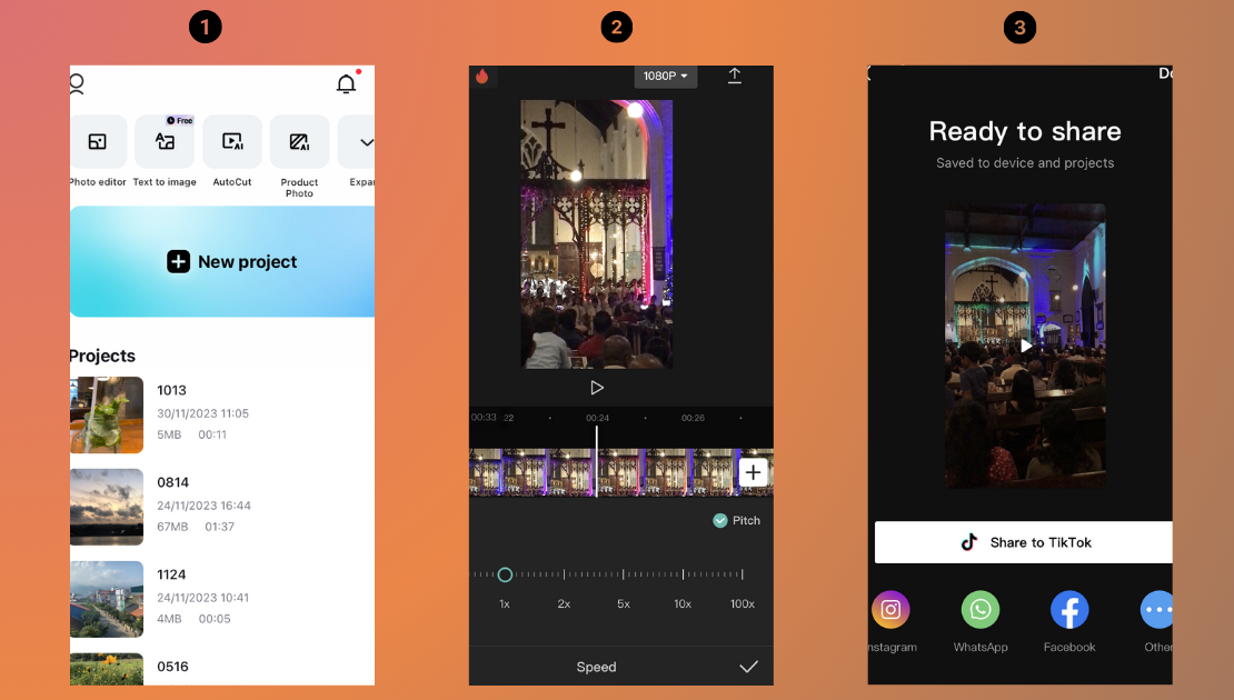  change music pitch using the CapCut mobile video editor