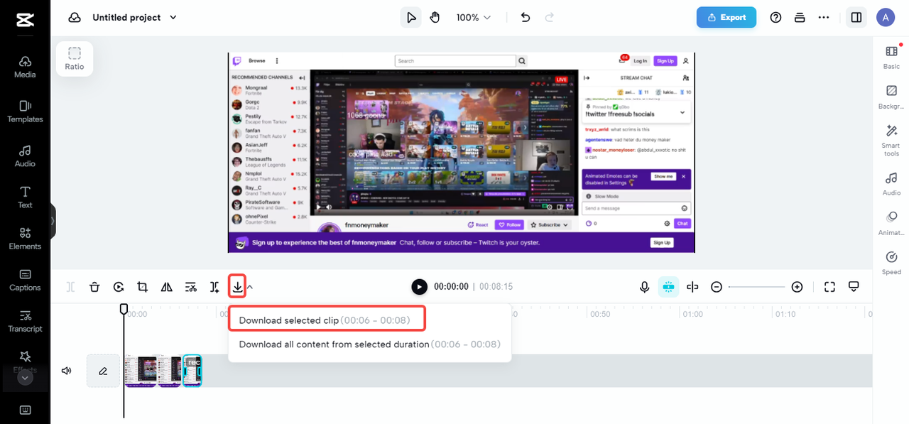 Edit Twitch clip 