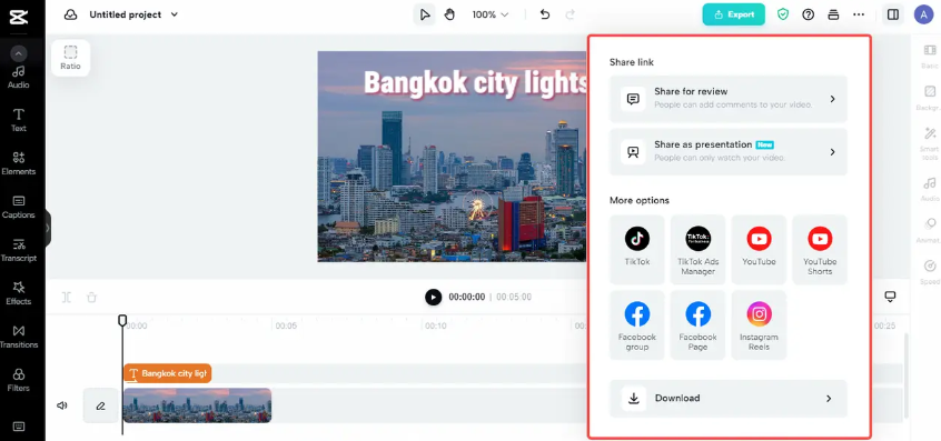 Export and share