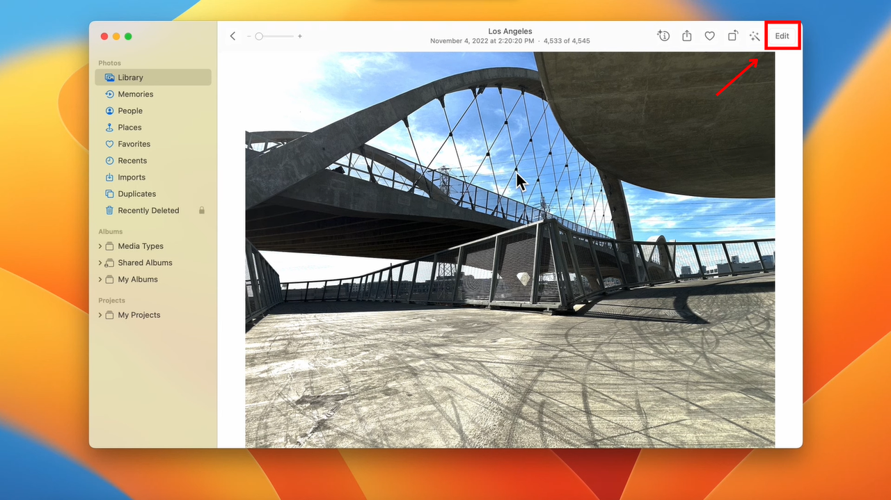 Open the photos app on Mac