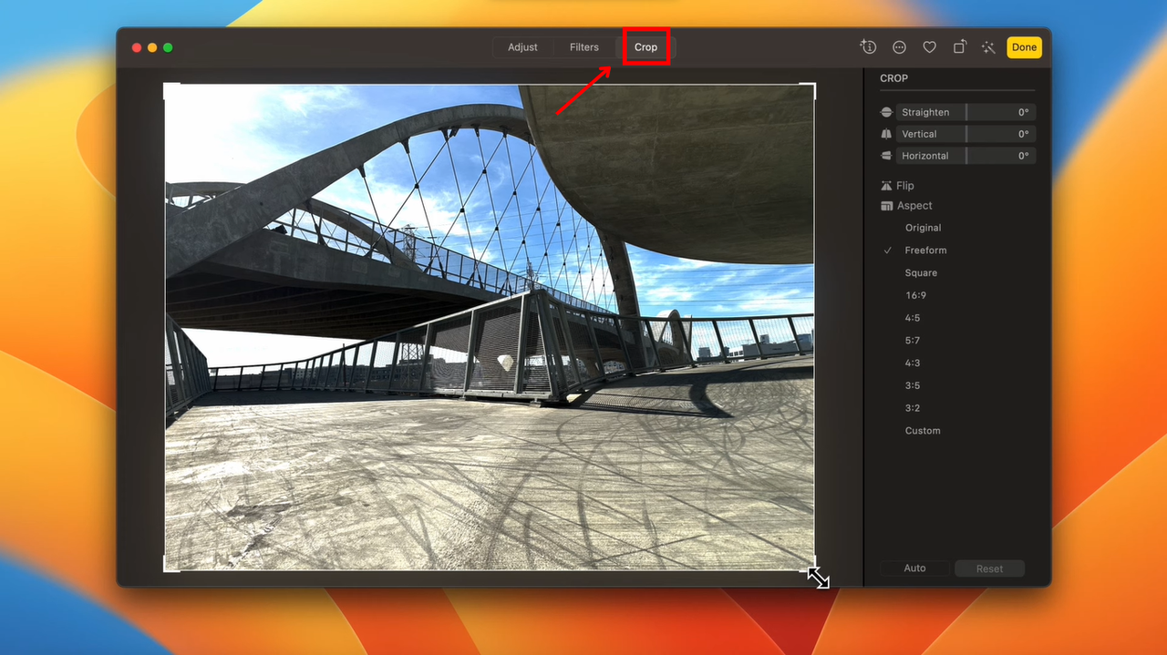 Crop photos on Mac