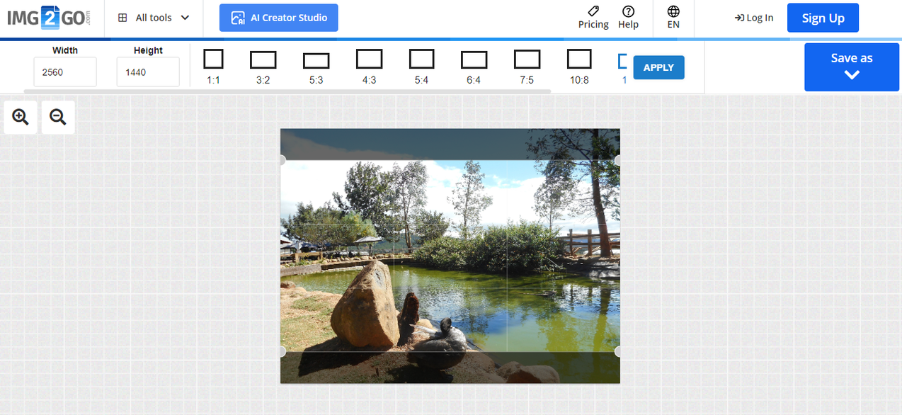 Img2Go's interface