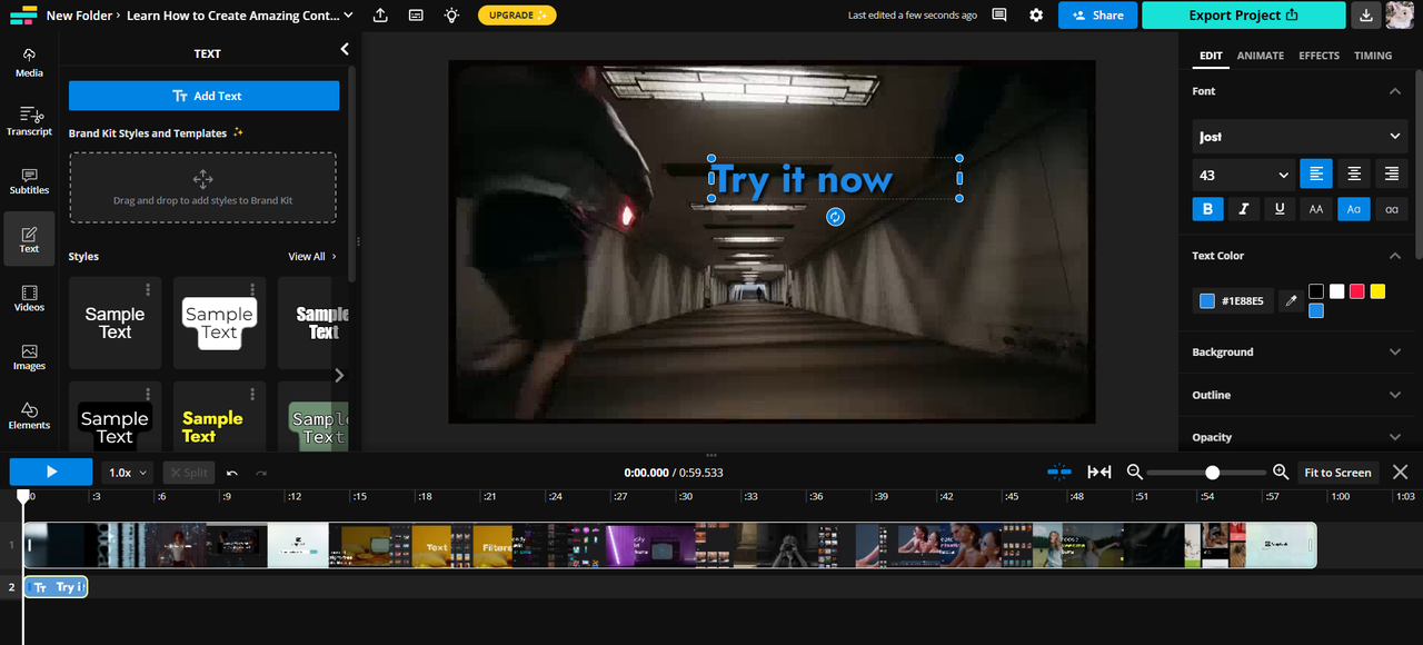 Edit your video by integrating online text style with Kapwing
