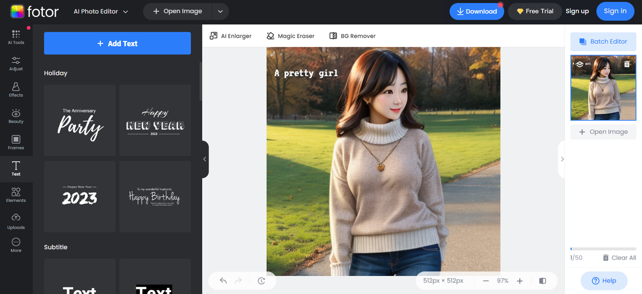 Fotor - a source of free text styles