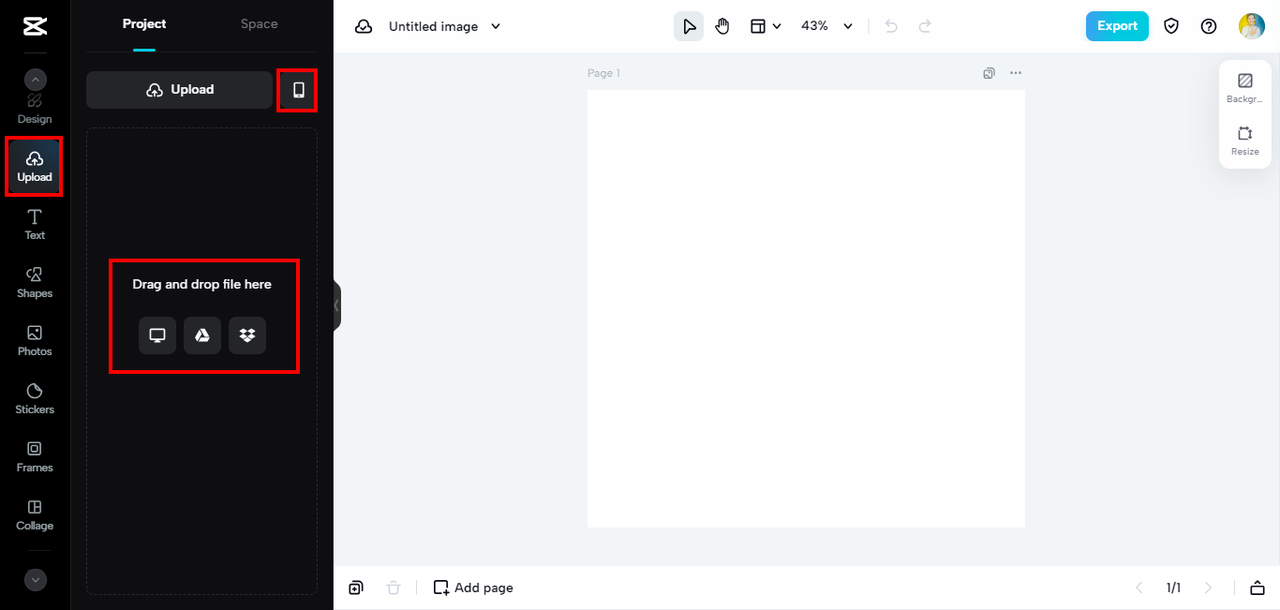 upload your tiff file to the platform