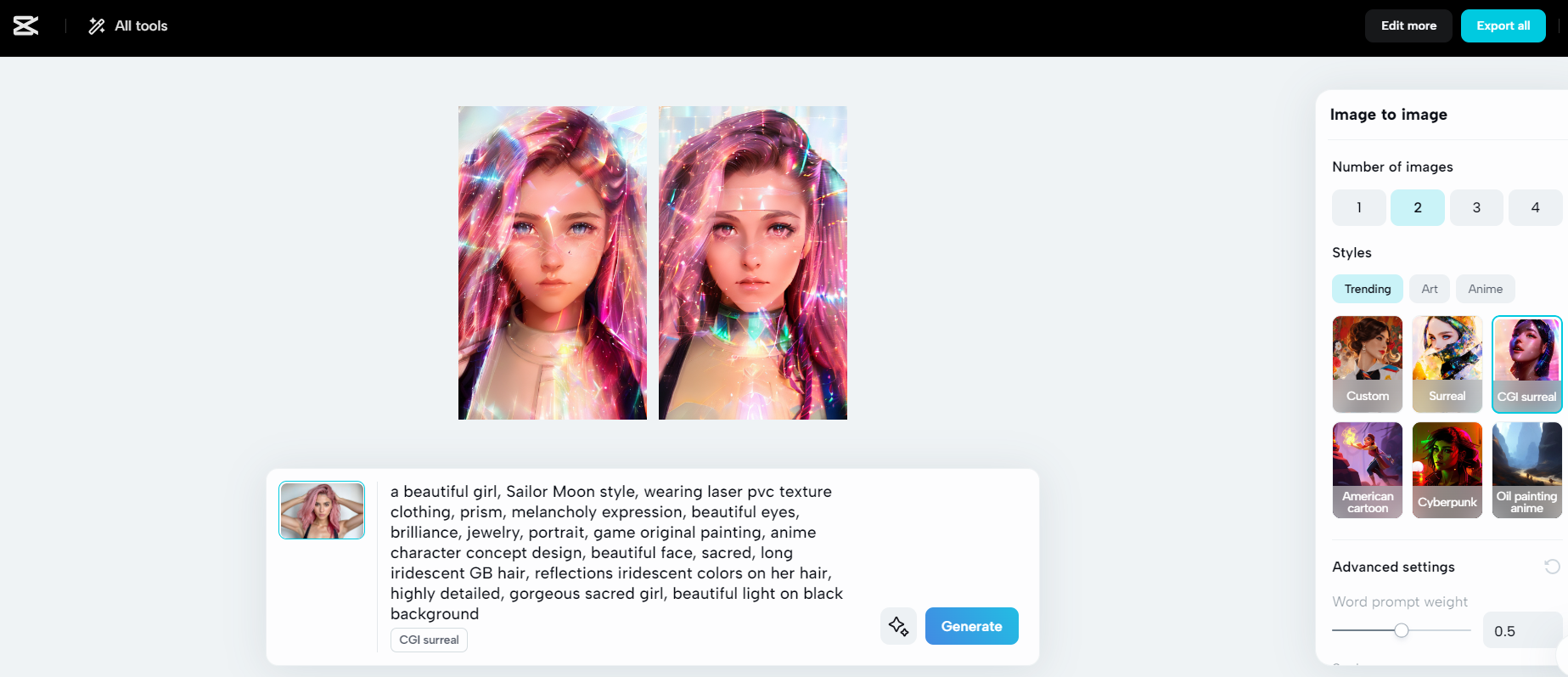 Customize and generate
