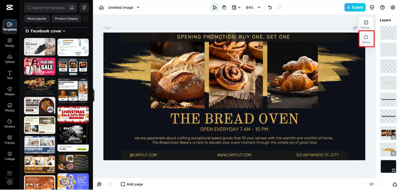 Resize options for size-standard Facebook banners