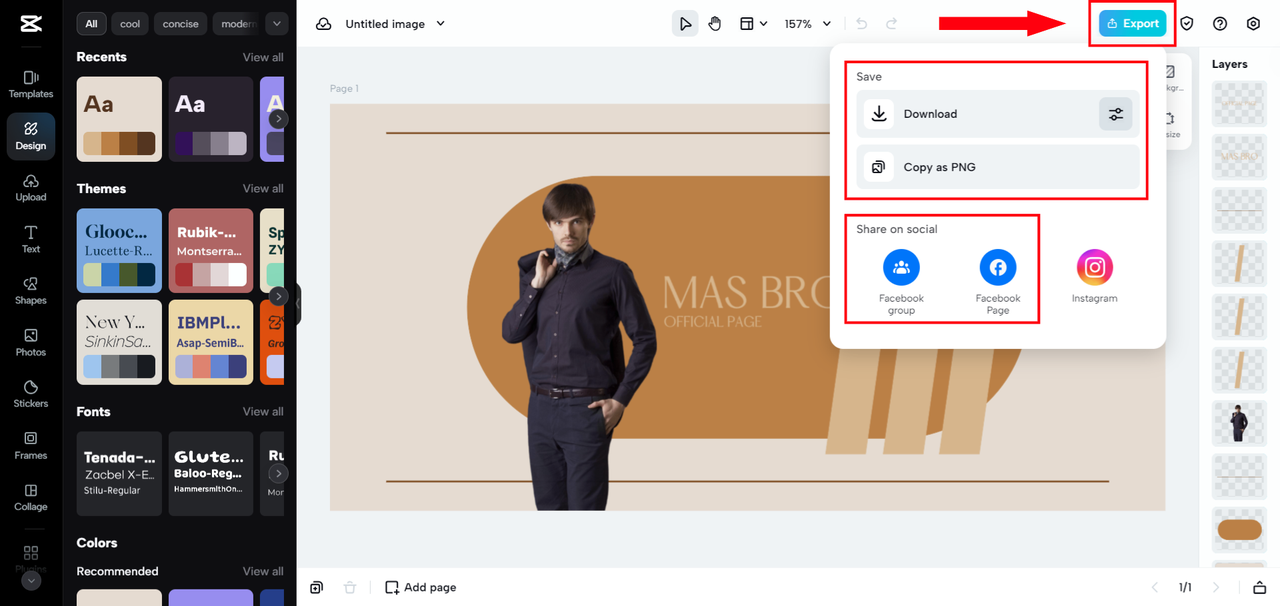 Exporting Facebook banner design
