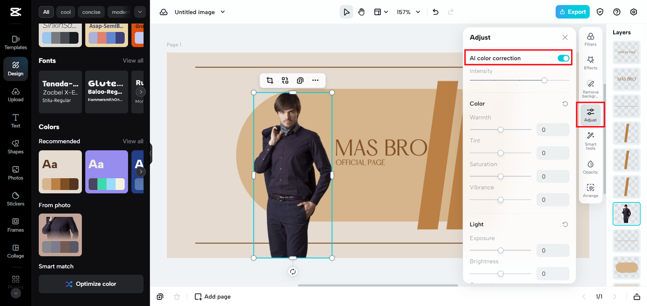 AI color correction