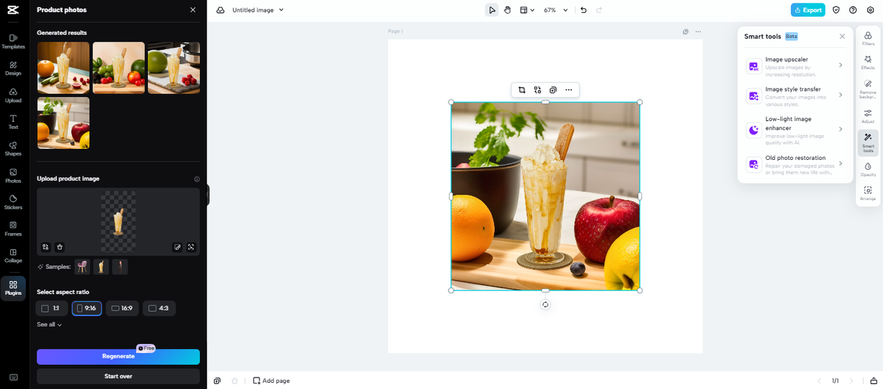 Smart tools in CapCut product photos