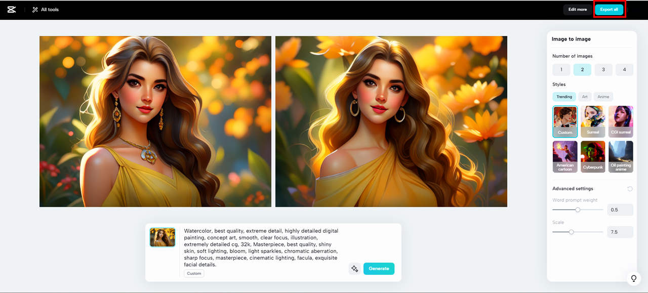 Export AI images