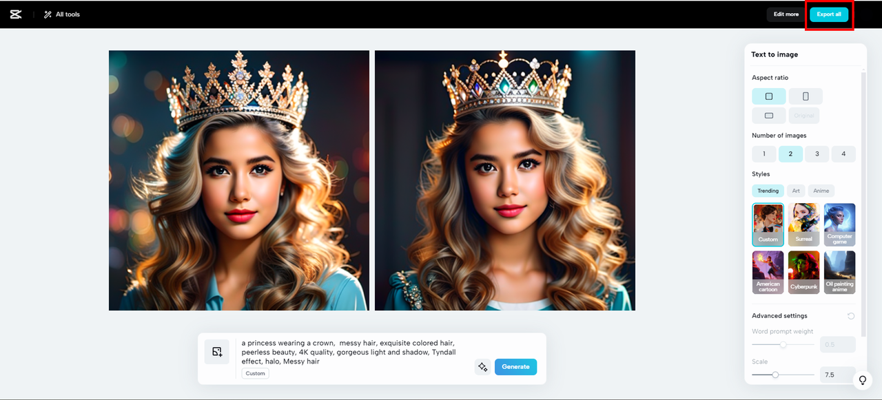 Export photos