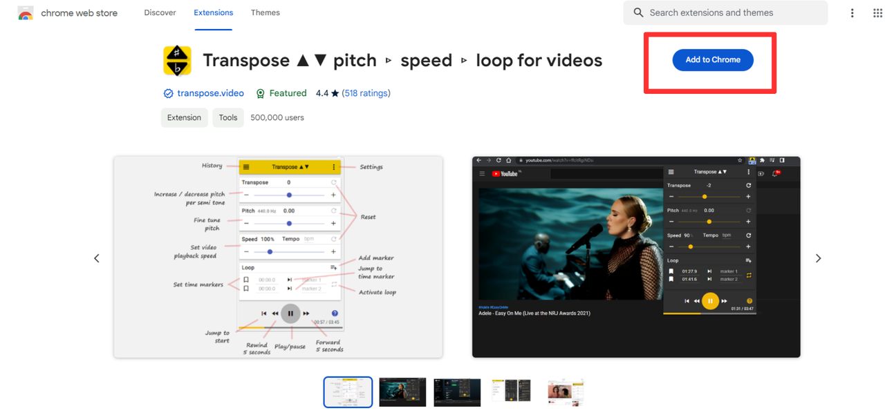 Install Transpose for chrome or firefox