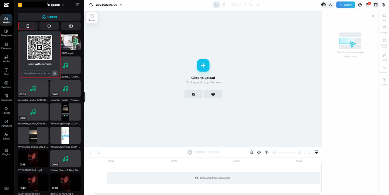 scan the QR code to upload
