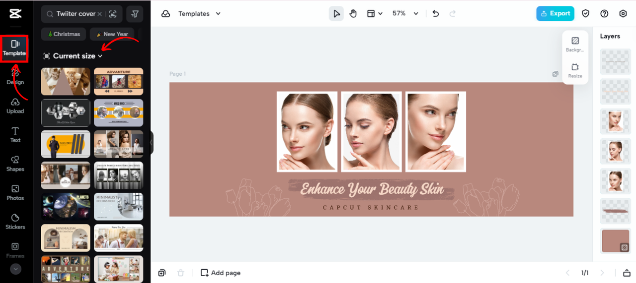 CapCut online Twitter cover templates