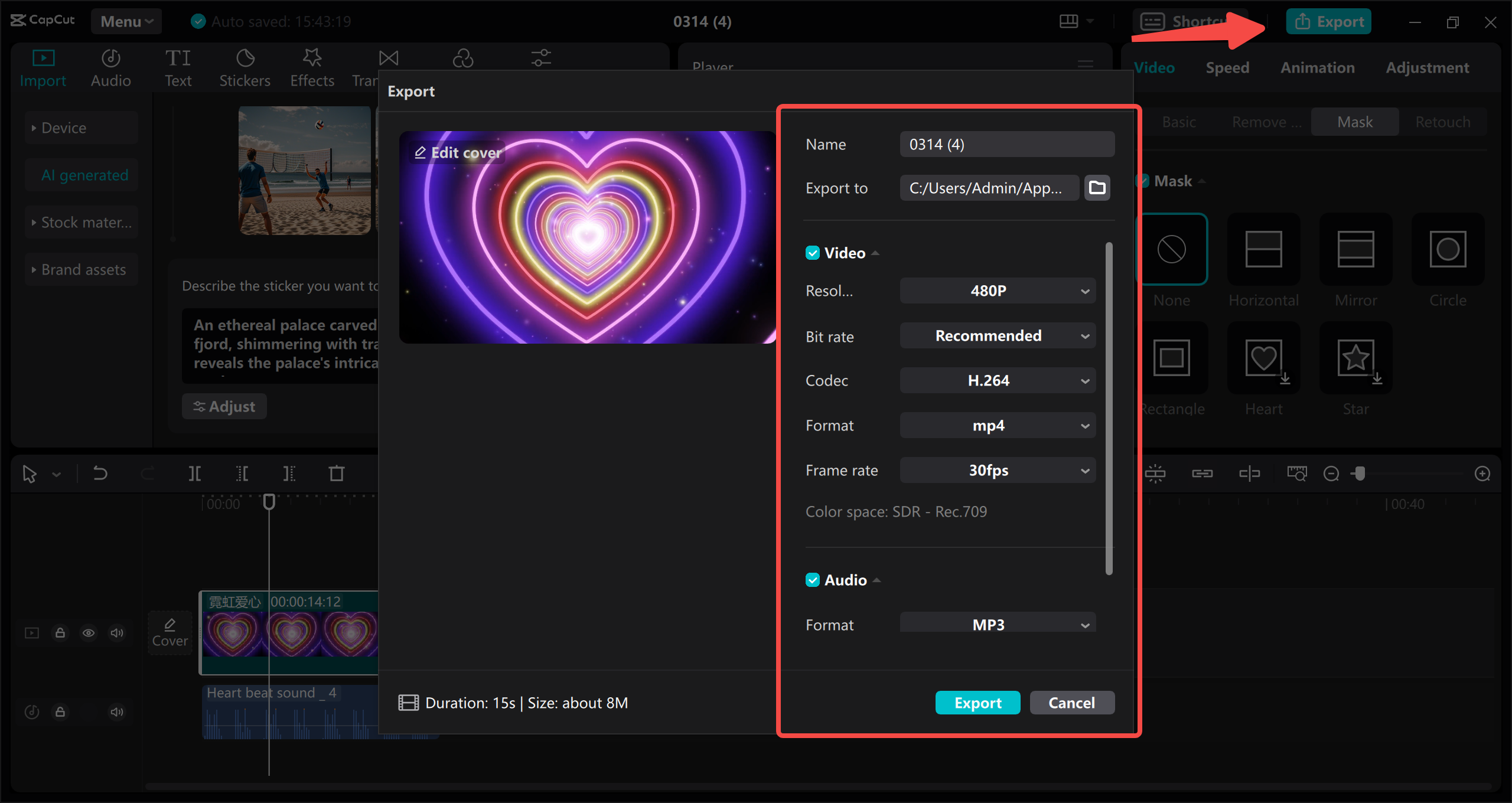 Preview and export