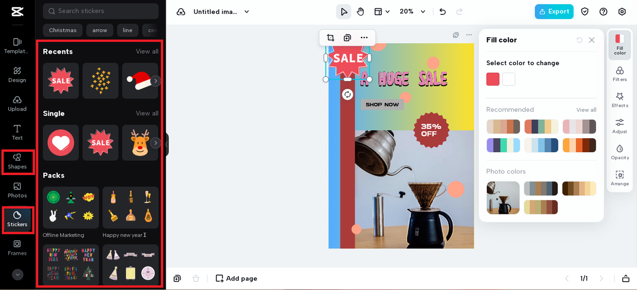 shape and drawing tools