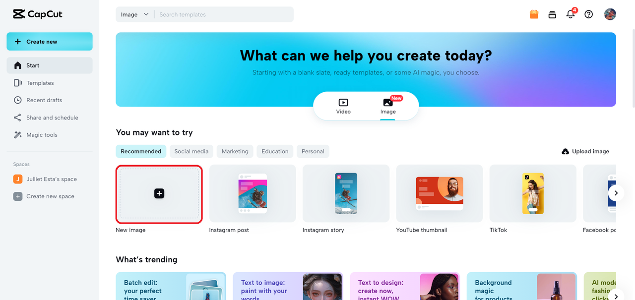 tap on new image