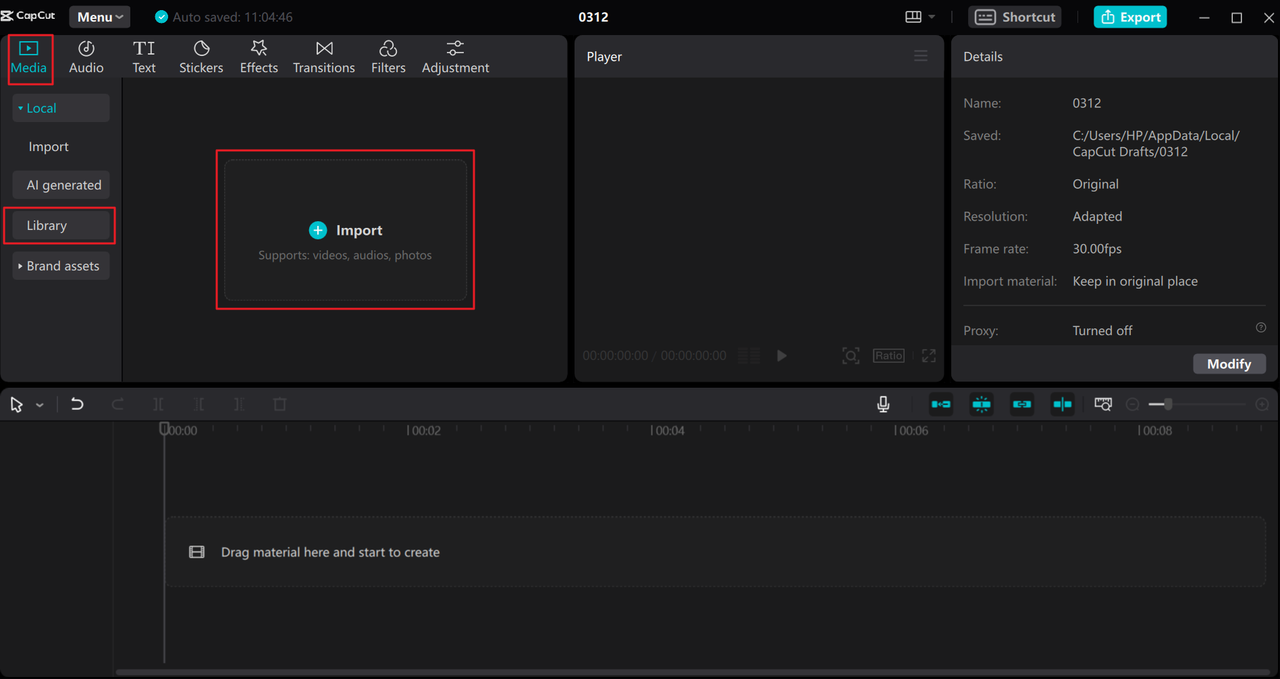 Upload video or audio into the CapCut desktop AI voice generator celebrity tool