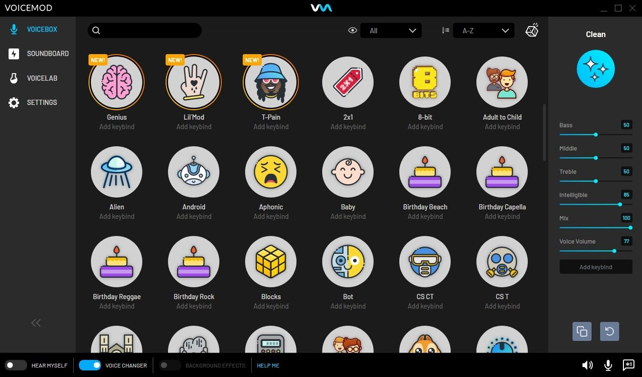 Voicemod AI voice generator celebrity tool interface