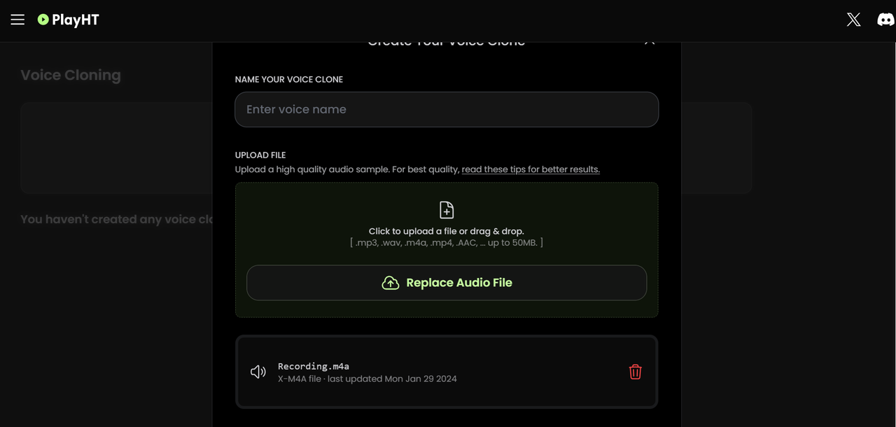 PlayHT AI voice generator celebrity tool interface