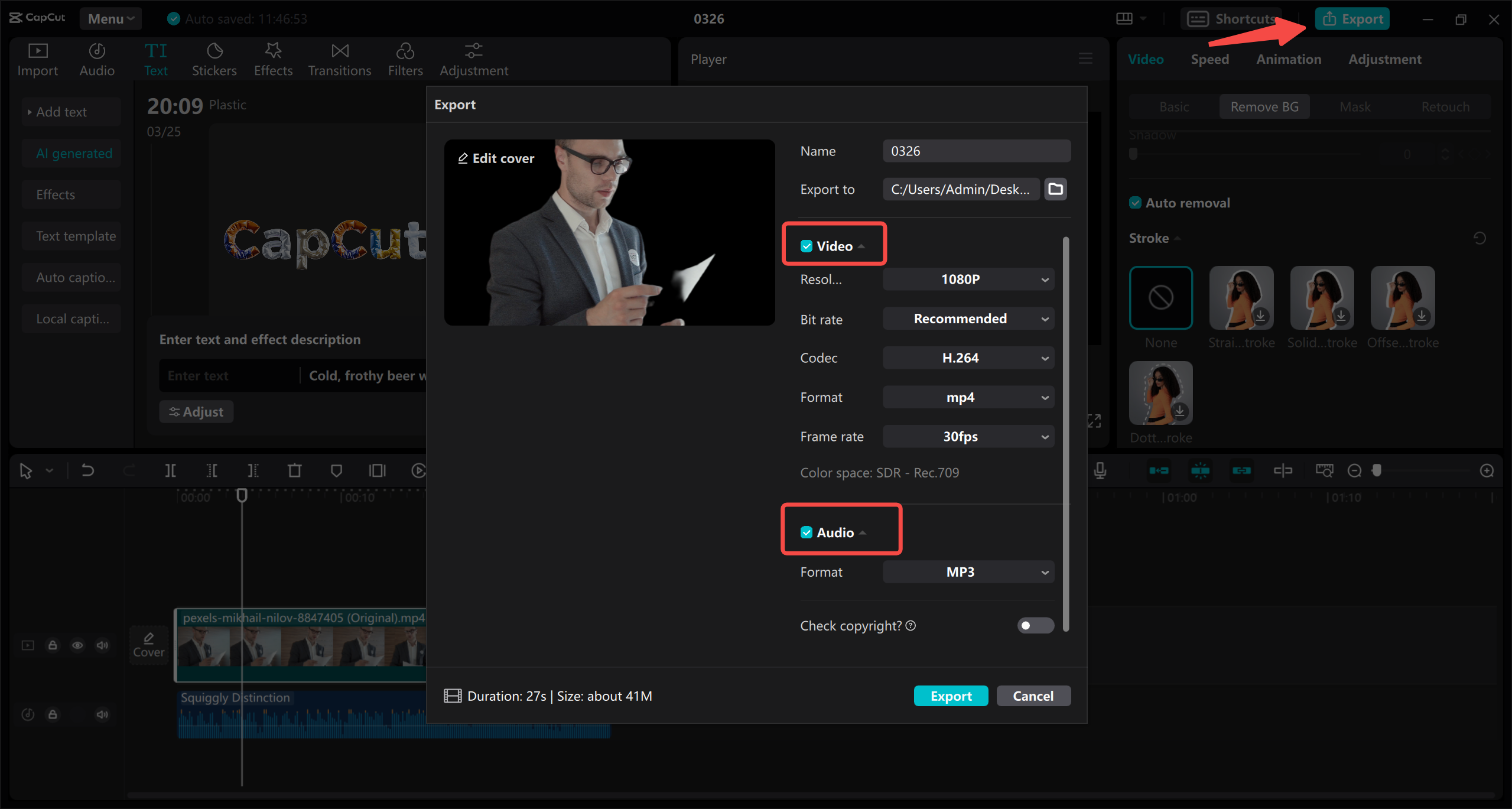 Export video or audio