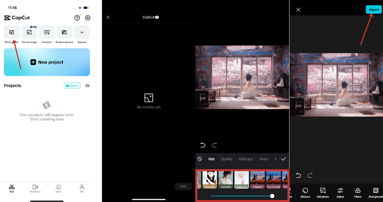 add filters with capcut