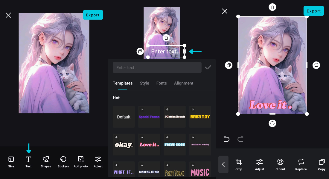 add text