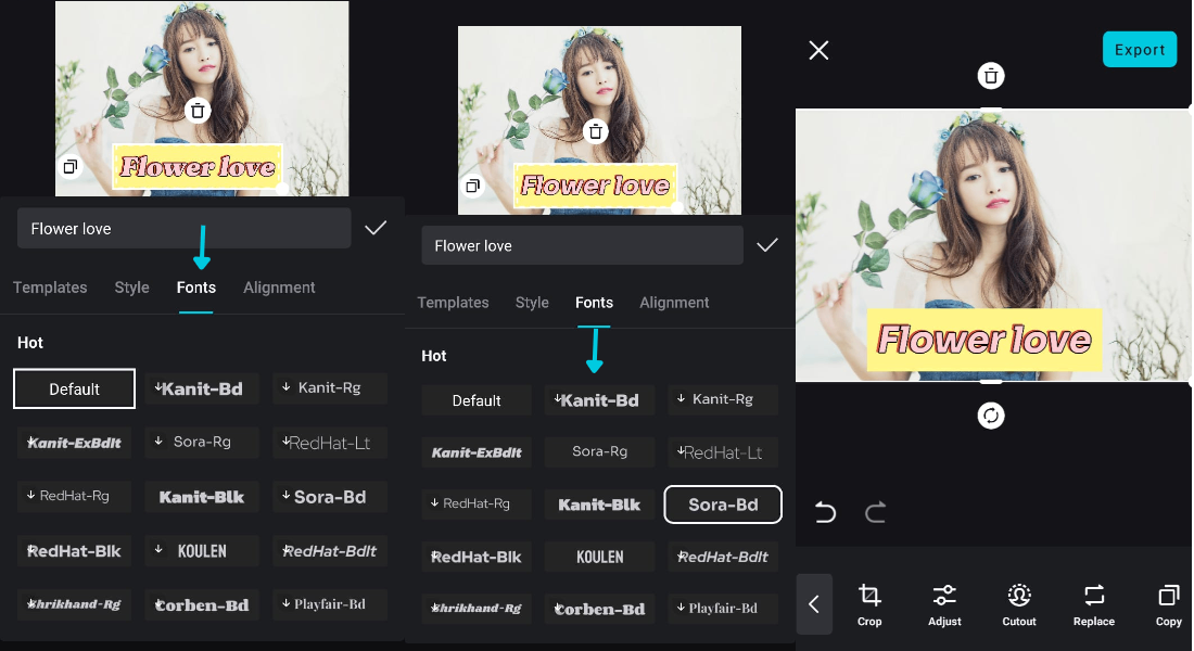 variety of fonts