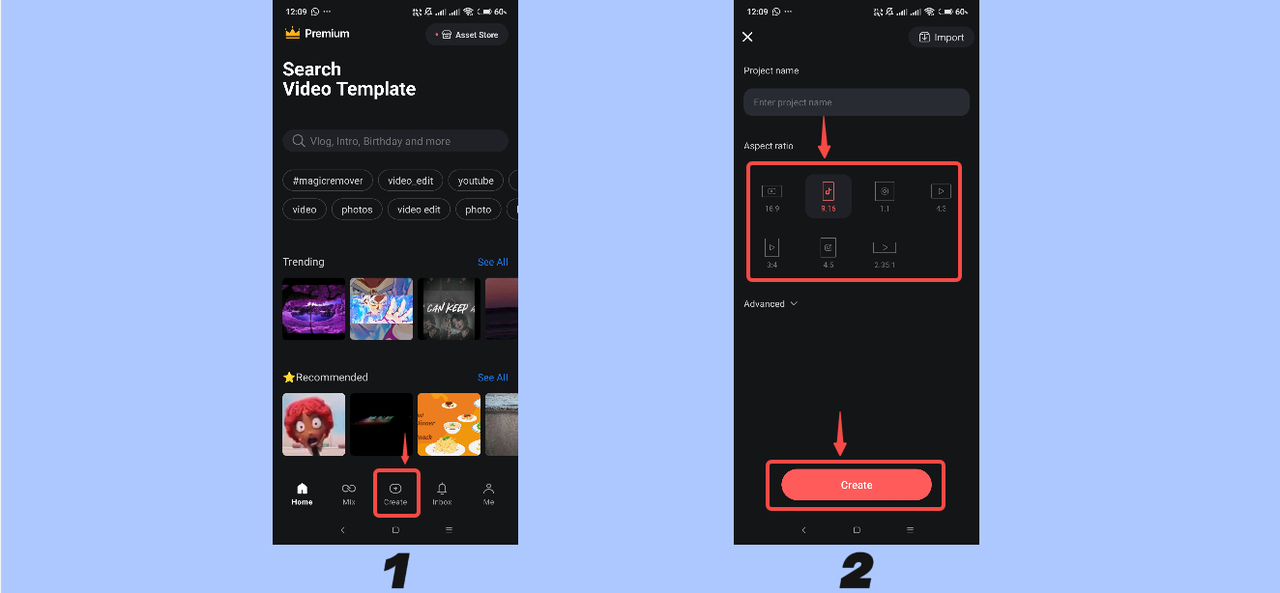 Create a video at Kinemaster