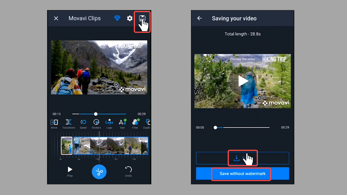 Save your finished video without watermark