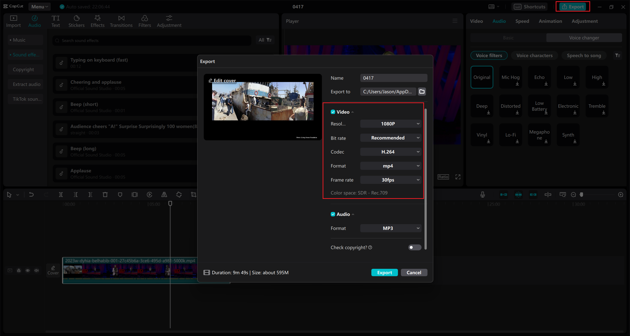 export on CapCut