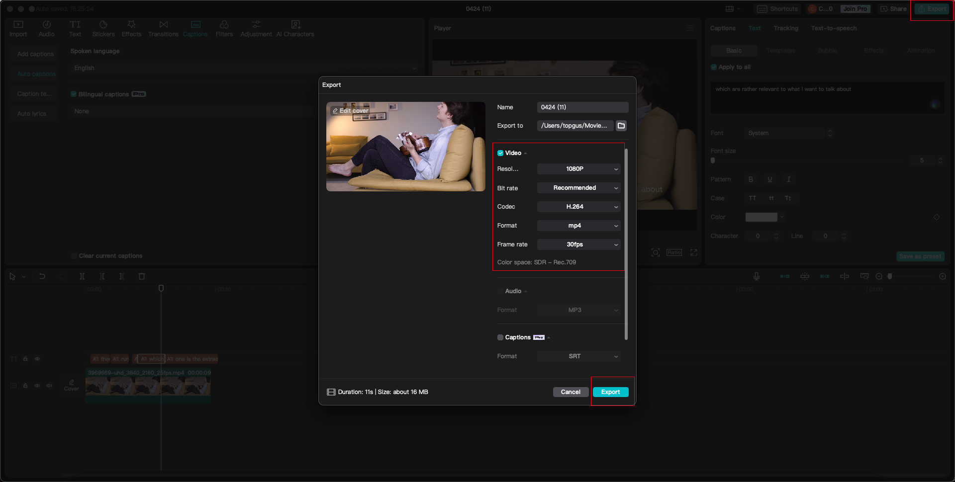 export on CapCut