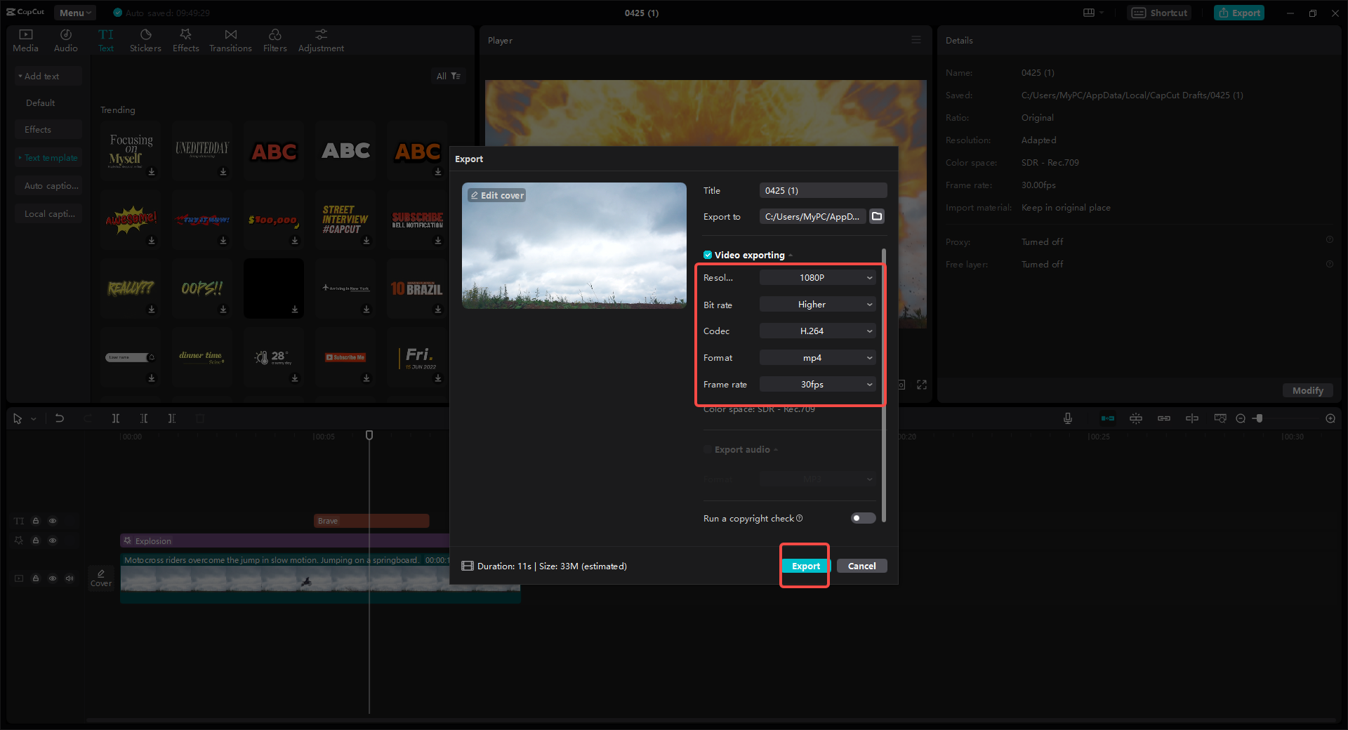 Export your video