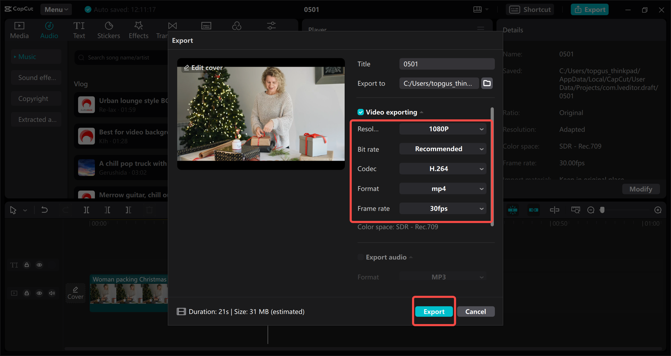 Export your video