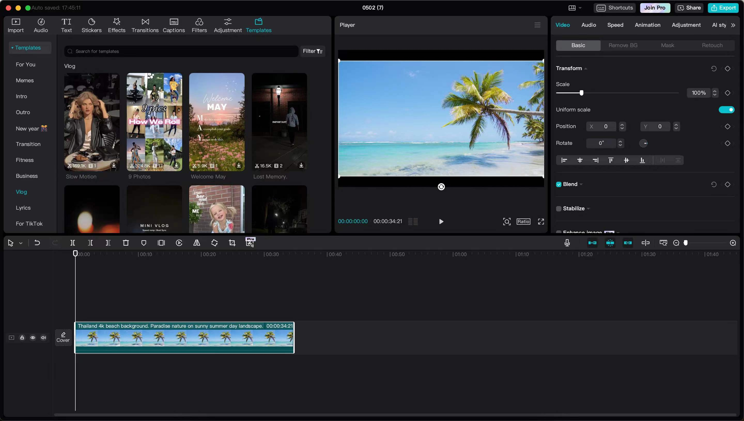 templates on CapCut