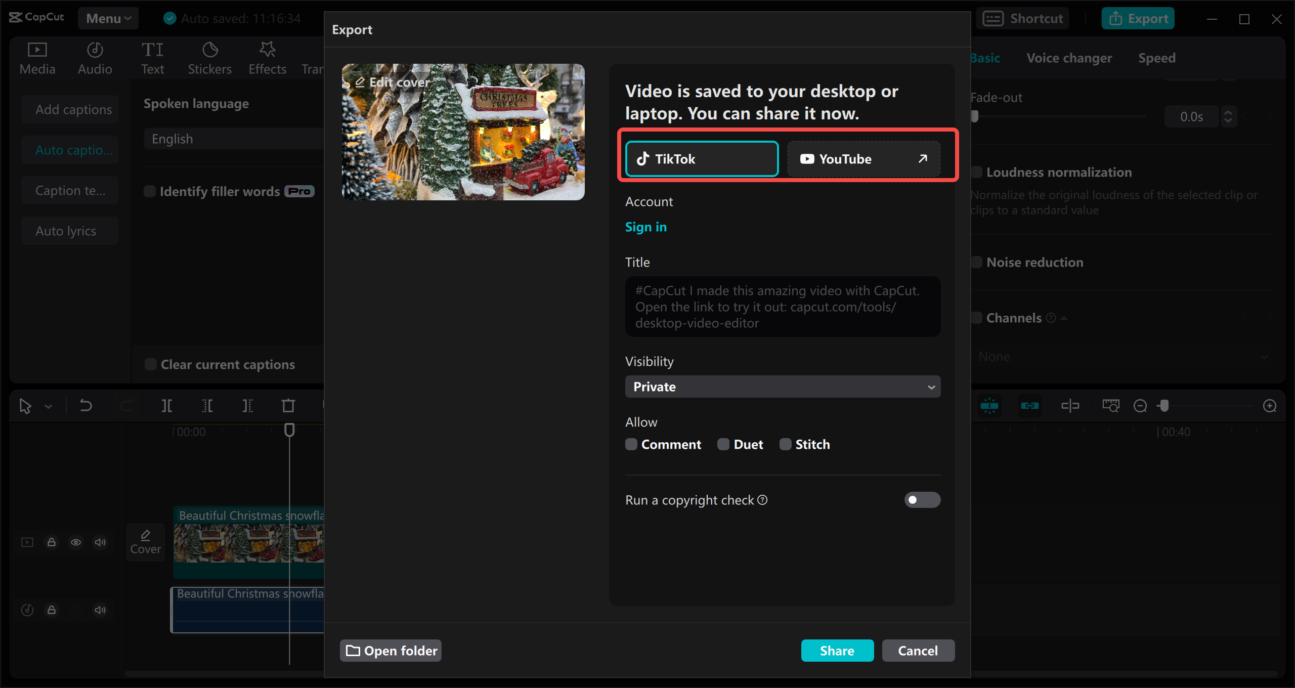 Export and share your video