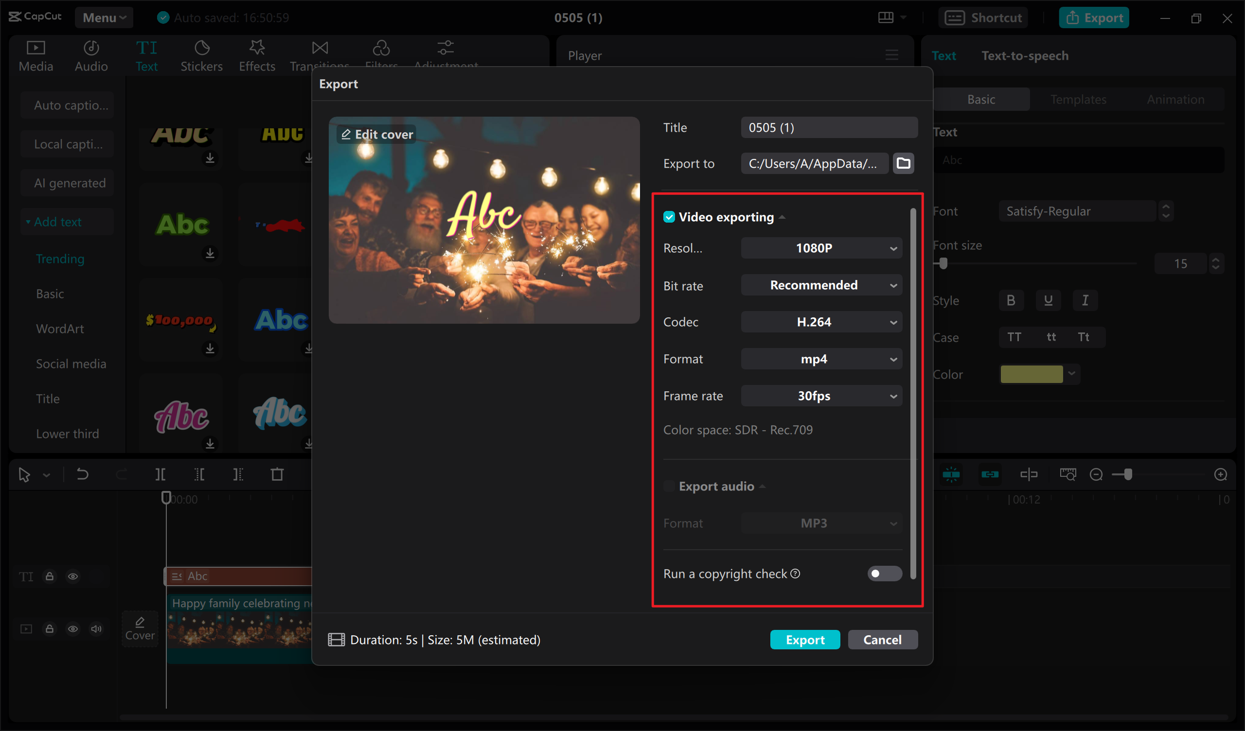 Export and share