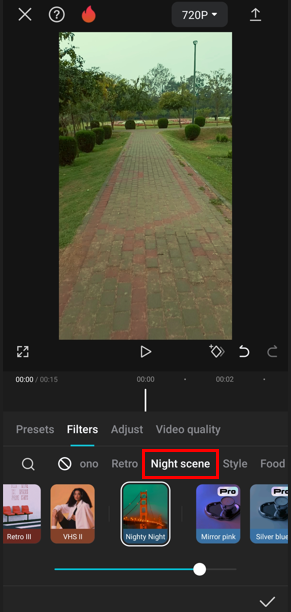 night scene filters
