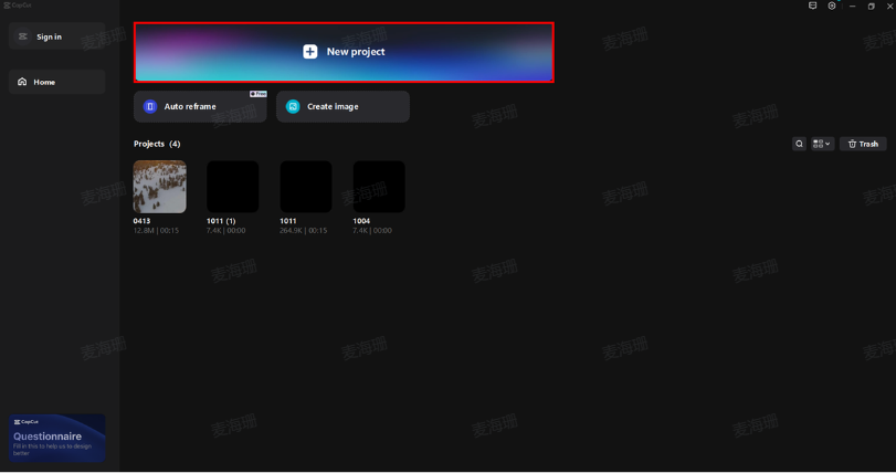 Select new project