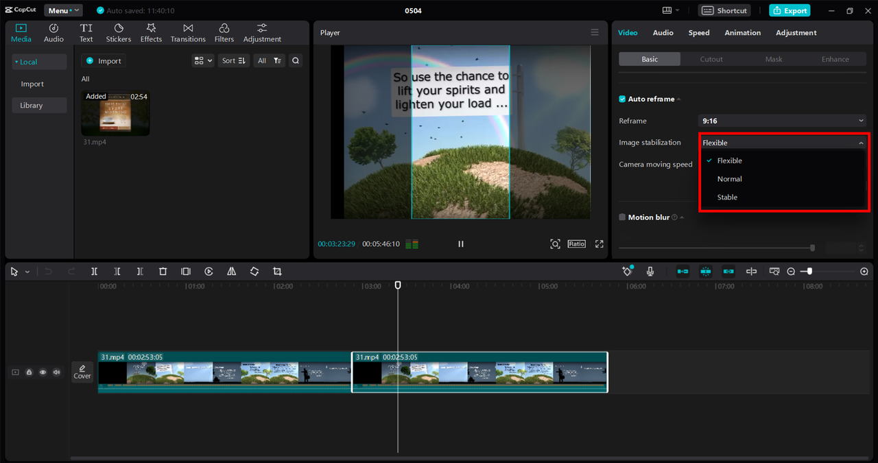 customize image stabilization