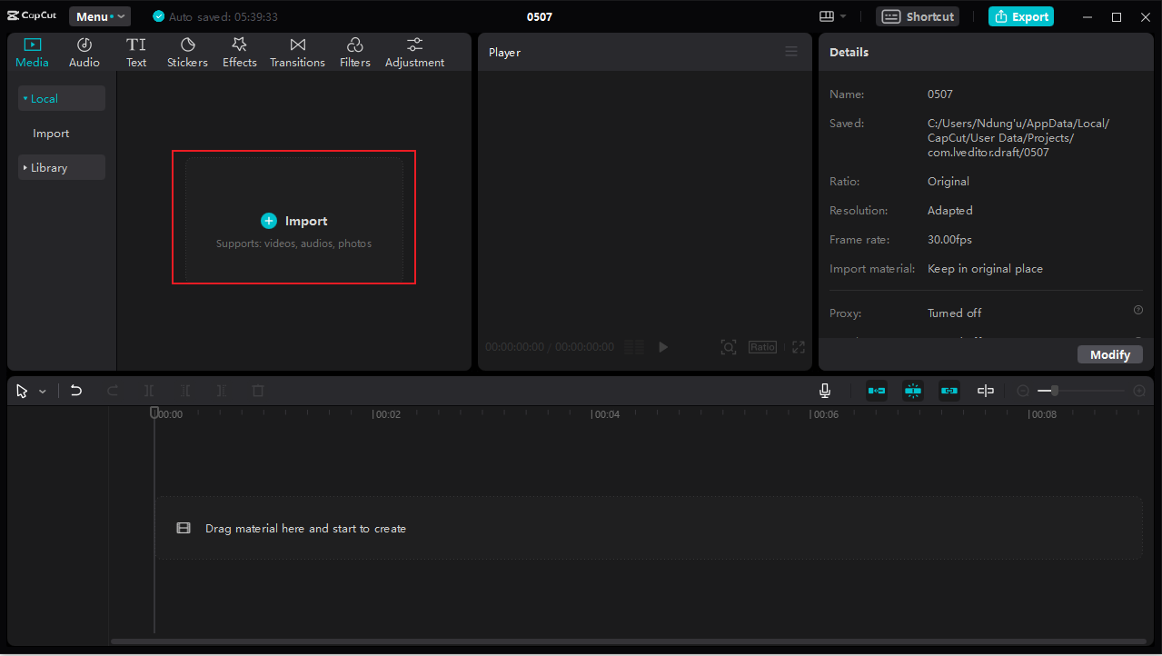 how to import video on CapCut desktop video editor